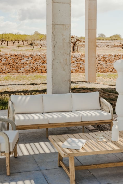 Sofa ogrodowy 3-osobowy z drewna akacjowego Dubai