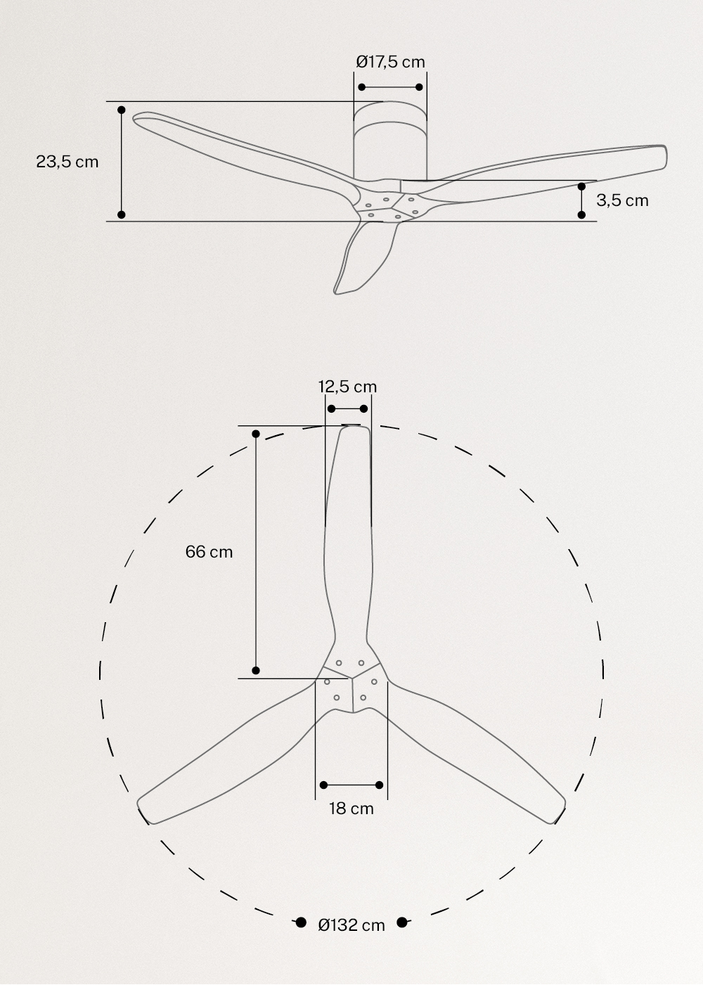 CREATE - WIND CALM - Wentylator sufitowy 40W cichy Ø132 cm 100% drewna, rozmiary