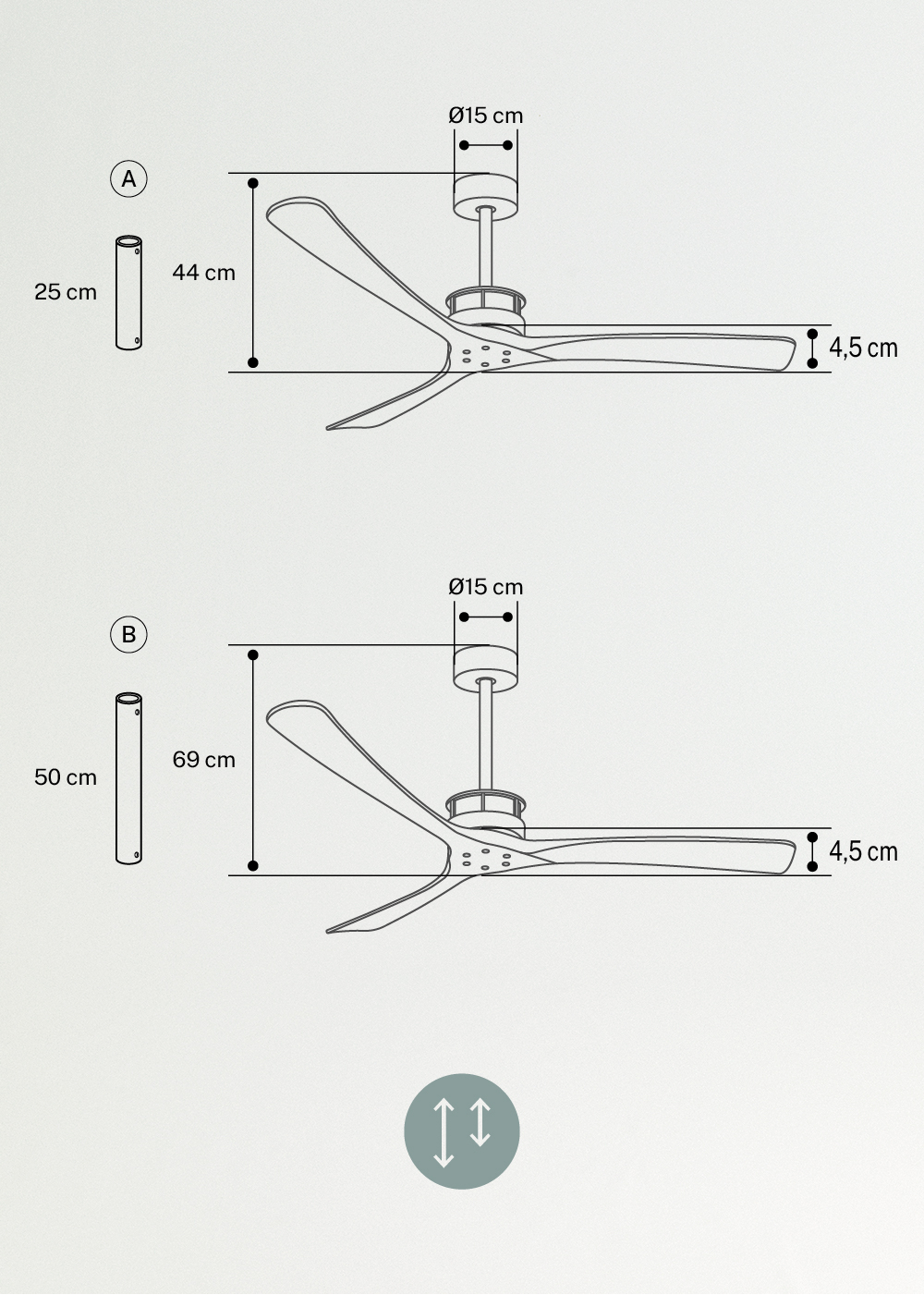CREATE - WIND LARGE - Wentylator sufitowy 40W cichy XL Ø152 cm 100% drewna, rozmiary