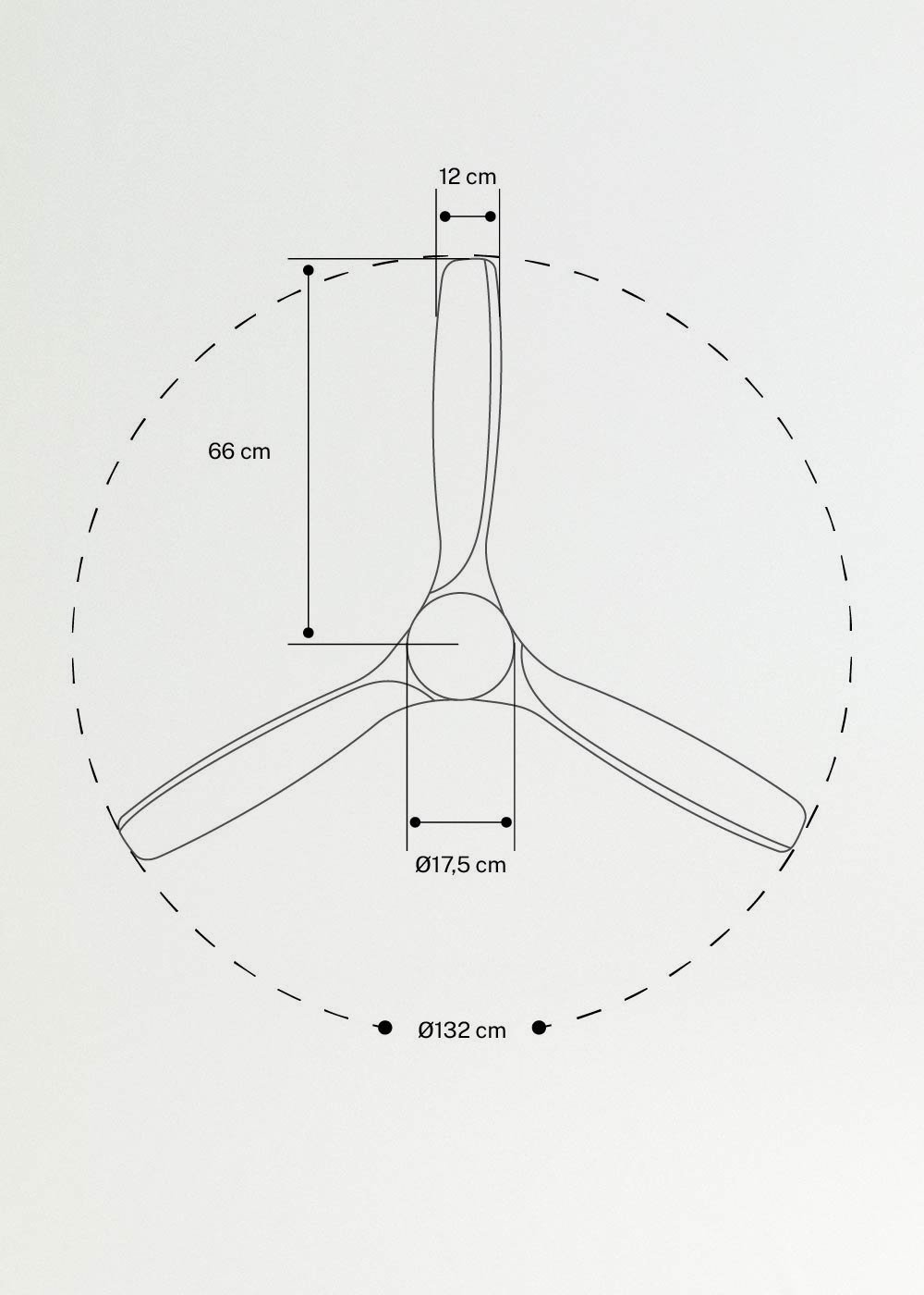 CREATE - PACK - Ceiling fan RX52-034 + Light, rozmiary