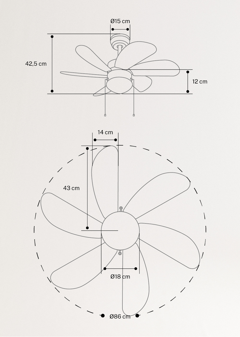 CREATE - WINDLIGHT EASY - Cichy wentylator sufitowy 53W Ø86 cm, rozmiary