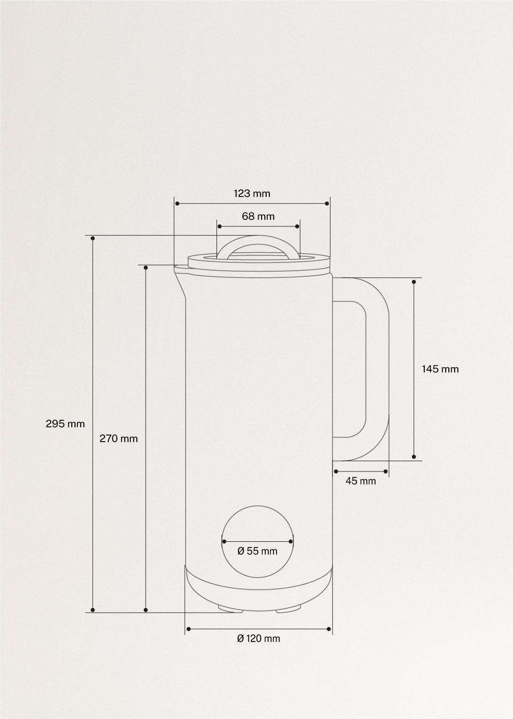 CREATE - VEGAN MILK MAKER STUDIO - Wielofunkcyjne urządzenie do sporządzania napojów roślinnych o pojemności 850 ml, rozmiary