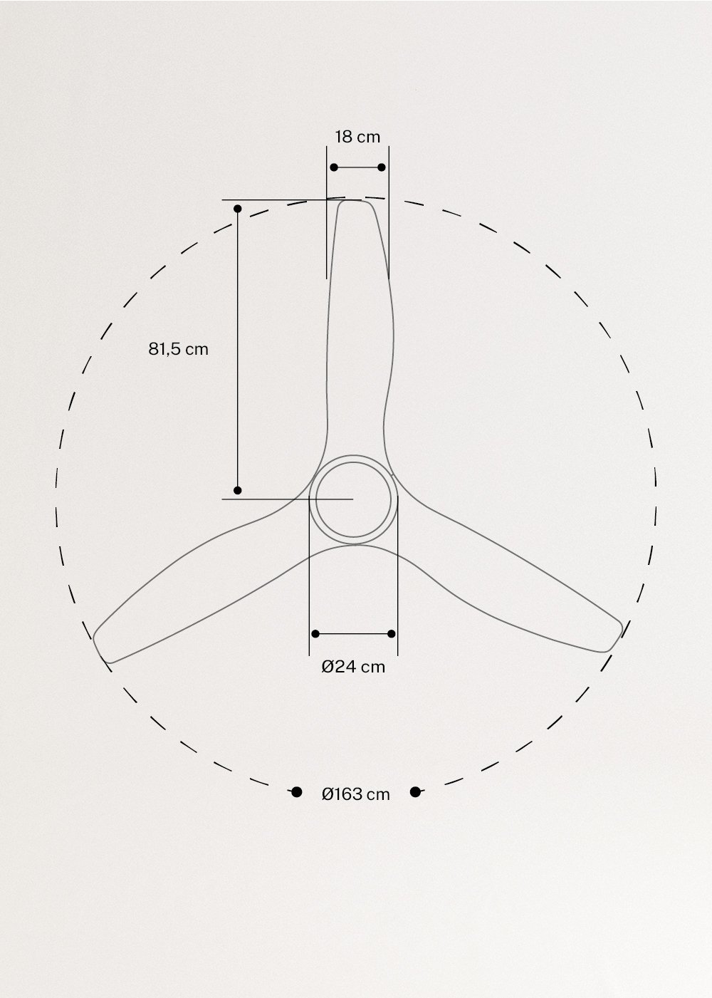 CREATE - WIND SAIL - Wentylator sufitowy 90W cichy XL Ø163 cm, rozmiary