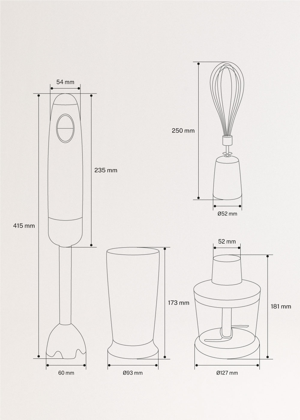 CREATE - FULLMIX RETRO - Blender ręczny, rozmiary
