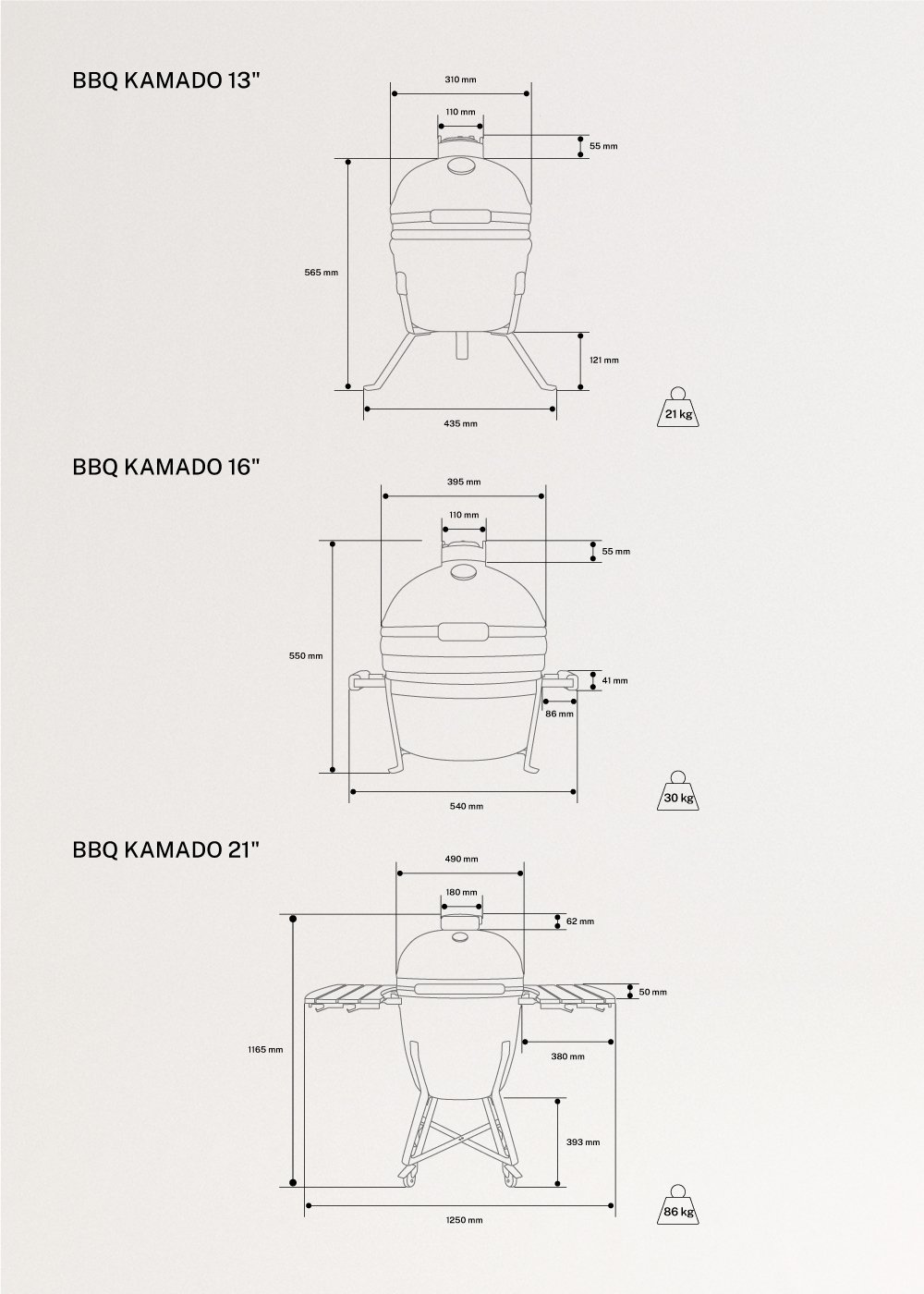 CREATE - BBQ KAMADO - Ceramiczny grill z wedzarnia, rozmiary
