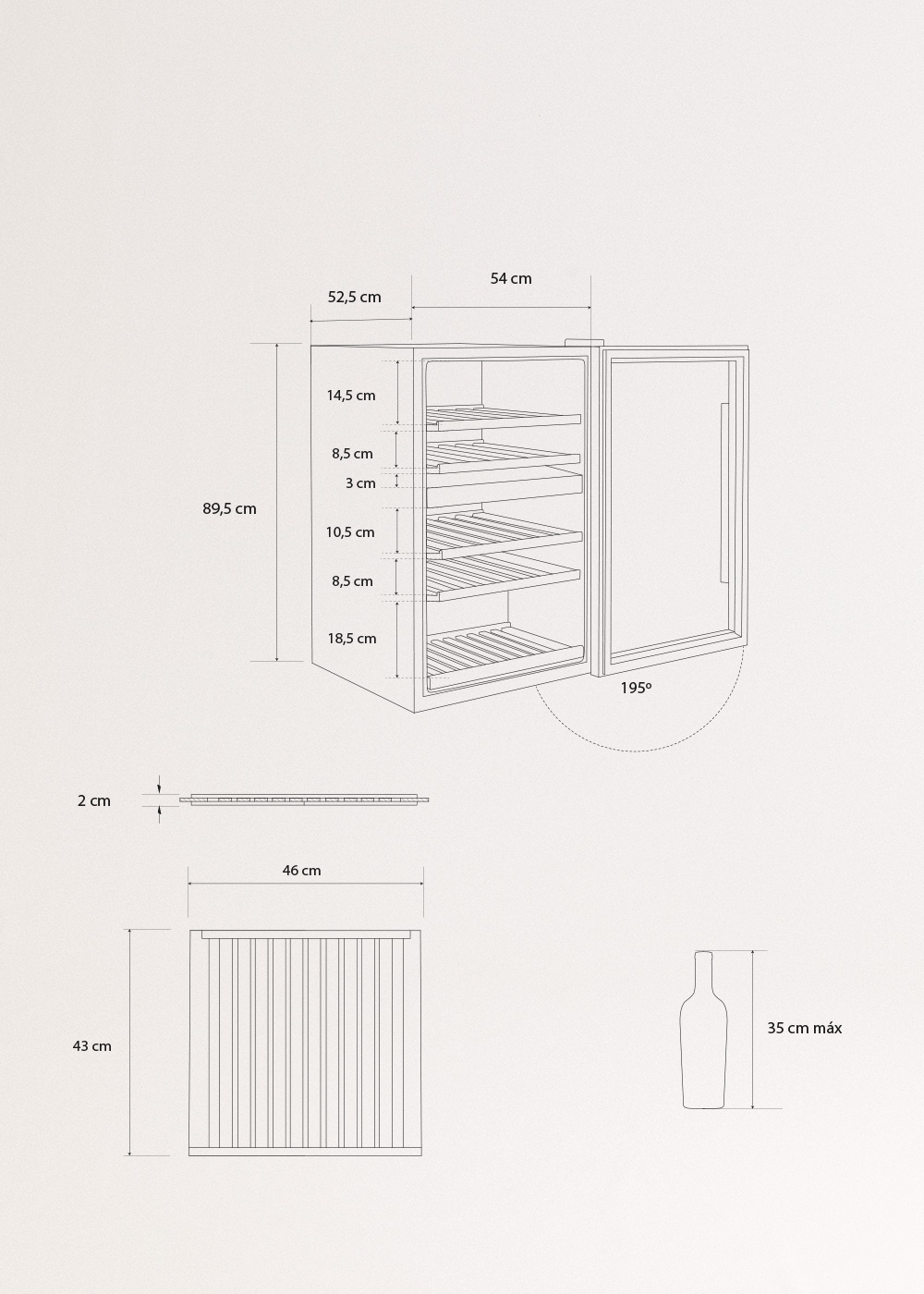 CREATE - WINECOOLER XL - Chłodziarka do wina 46 butelek
, rozmiary
