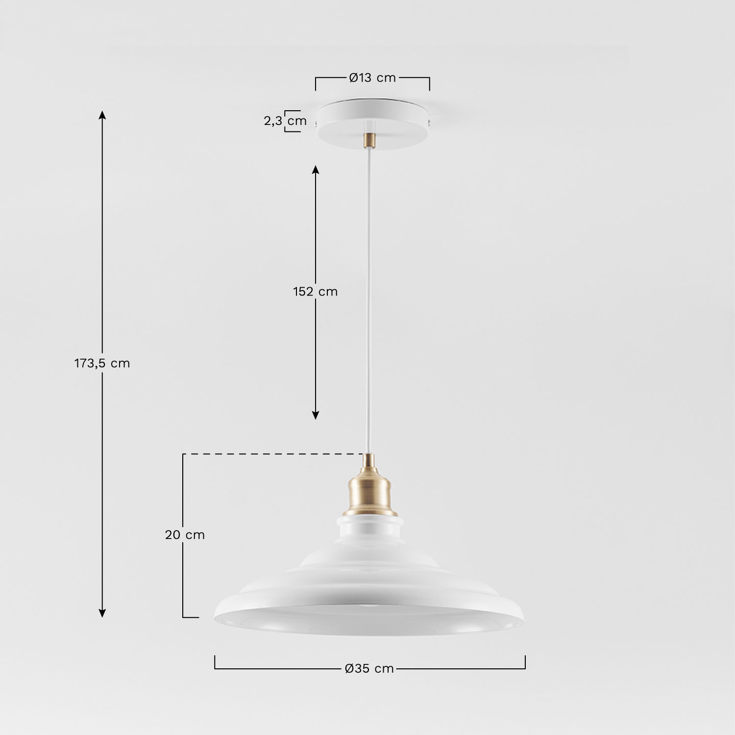 Żelazna lampa sufitowa Lenorita, rozmiary