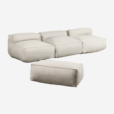 Dojans 3-częściowa Sofa Modułowa I Pufa Ogrodowa Kremowa Semoline - Sklum