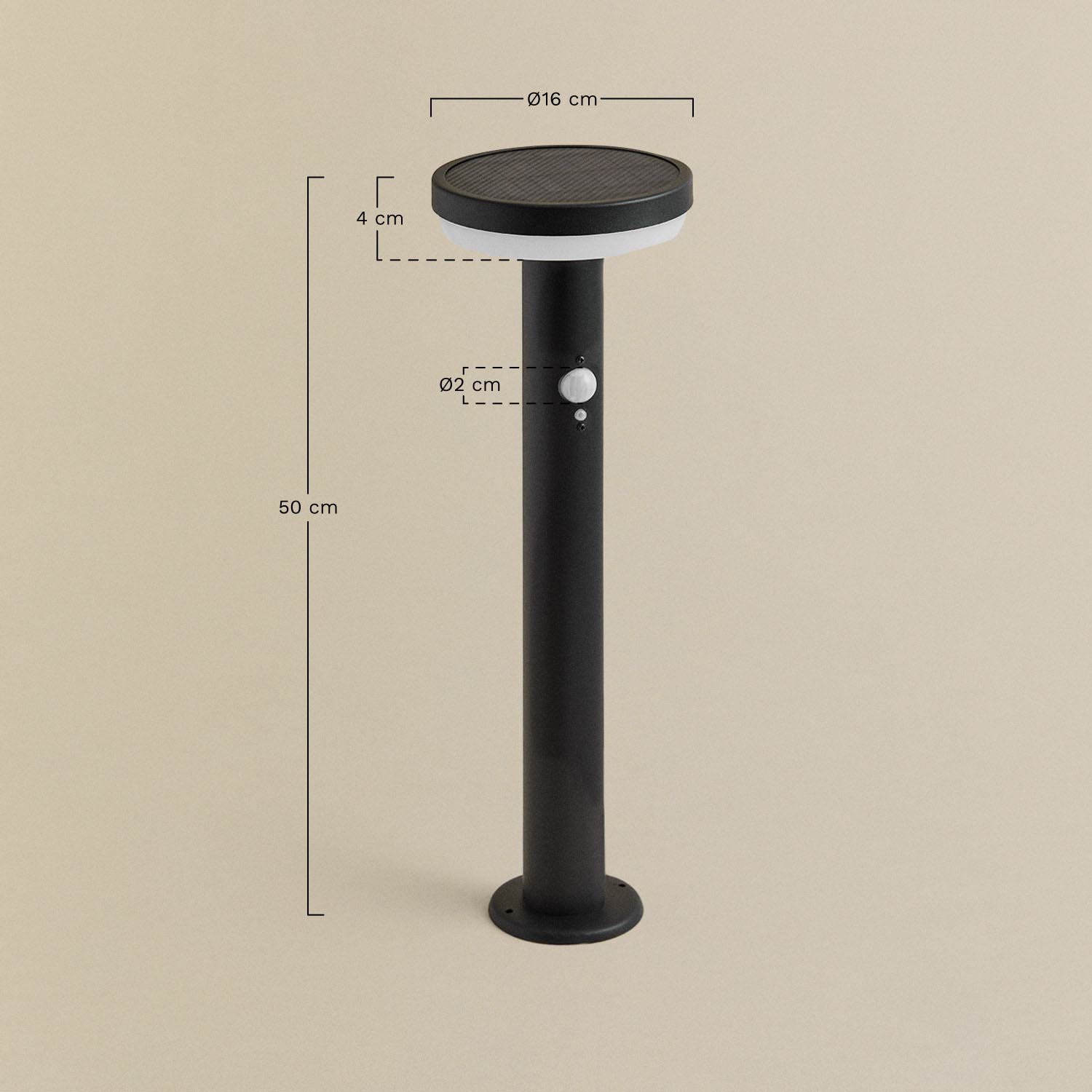 Zewnętrzna lampa solarna LED firmy Ovint ze stali nierdzewnej, rozmiary