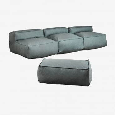Dojans 3-częściowa Sofa Modułowa I Pufa Ogrodowa Éter Zieleń - Sklum