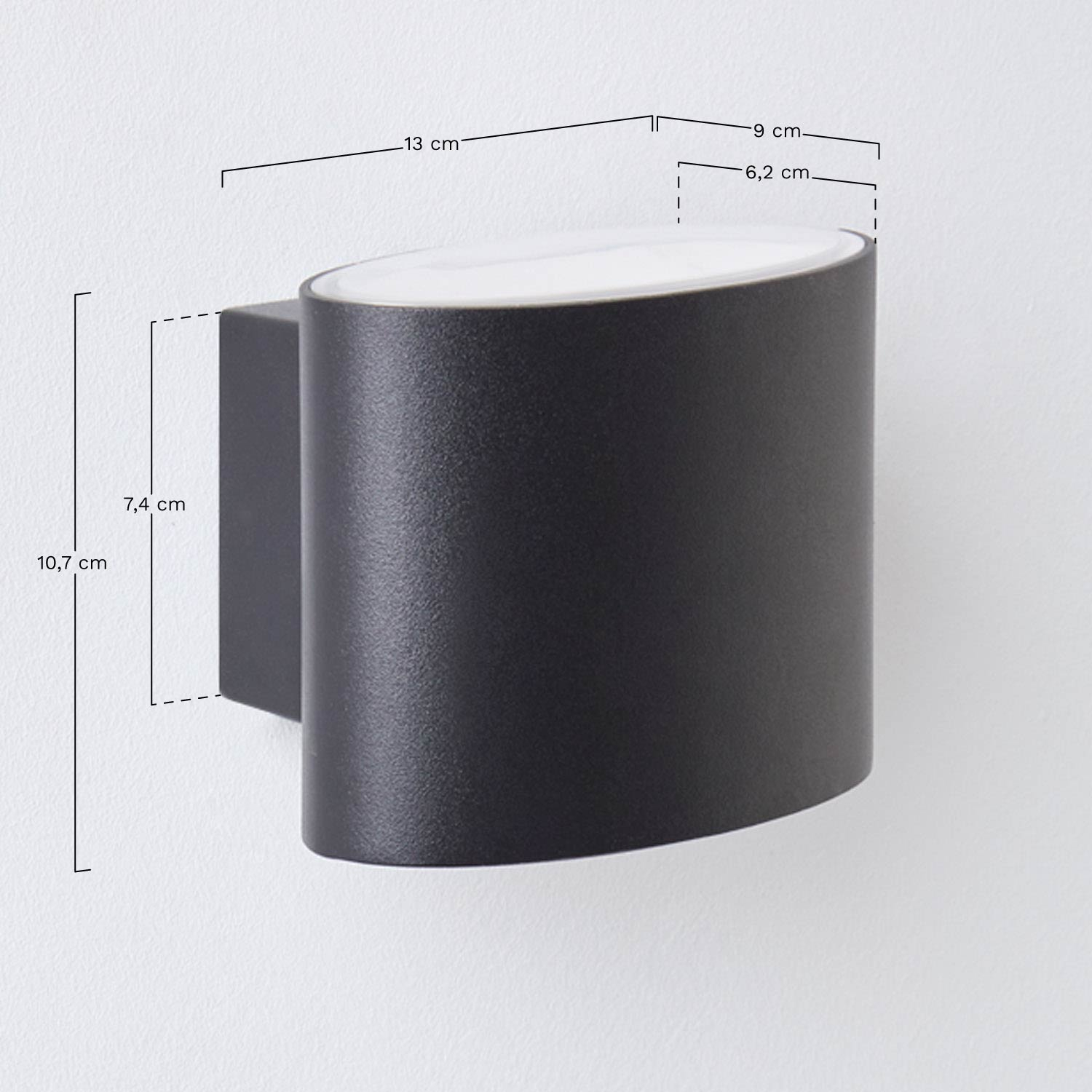 Kinkiet LED na zewnątrz z aluminium z 2 punktami świetlnymi Birelo, rozmiary