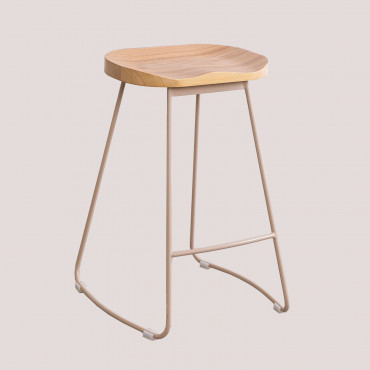Zestaw 4 Wysokich Stołków Ze Stali I Drewna Wiązowego Neicol Nature & ↑65 Cm - Sklum