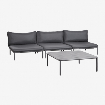 3-częściowa Modułowa Sofa Ogrodowa I Stolik Kawowy Roubly Grafitowa Szarość - Sklum