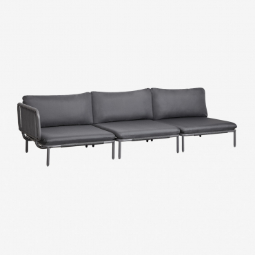 Sofa Modułowy Narożny Ogrodowy 3-częściowy Ze Stali Roubly Grafitowa Szarość - Sklum