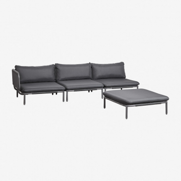 3-częściowa Modułowa Narożna Sofa Ogrodowa I Worek Fasoli Roubly Grafitowa Szarość - Sklum