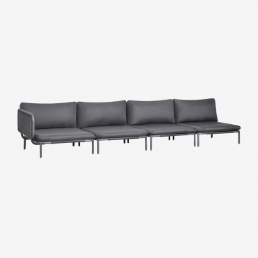 Roubly 4-częściowa Narożna Modułowa Sofa Ogrodowa Grafitowa Szarość - Sklum