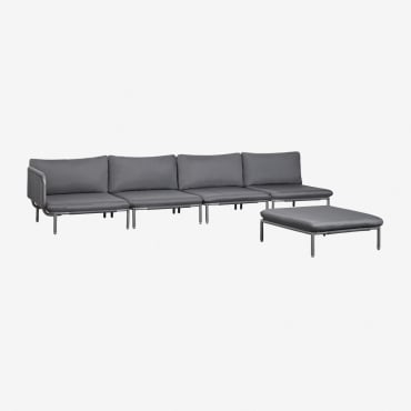 4-częściowa Modułowa Narożna Sofa Ogrodowa I Worek Fasoli Roubly Grafitowa Szarość - Sklum