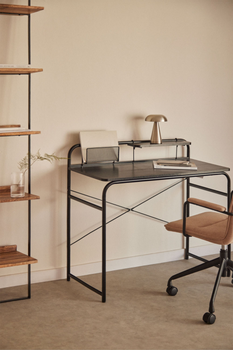 Biurko 100x45 cm ze stali i drewna Sibila