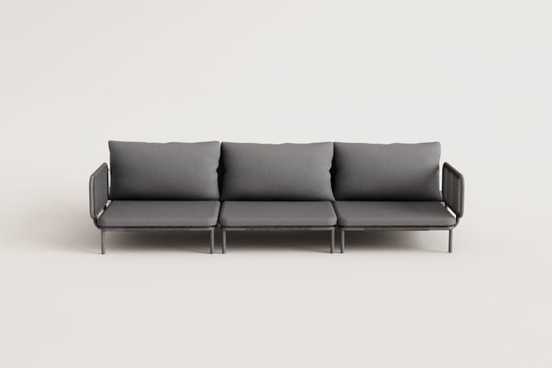 Sofa modułowy ogrodowy 3-częściowy z 2 narożnymi fotelami Roubly