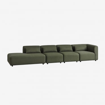 Fogler 4-częściowa Modułowa Sofa Narożna Z Lewym Szezlongiem Chenille Salvia Zieleń - Sklum