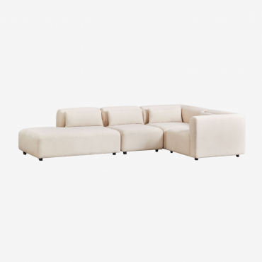Fogler 4-częściowa Modułowa Sofa Narożna Z Lewą Kanapą Sztruksu Beżowy Len - Sklum
