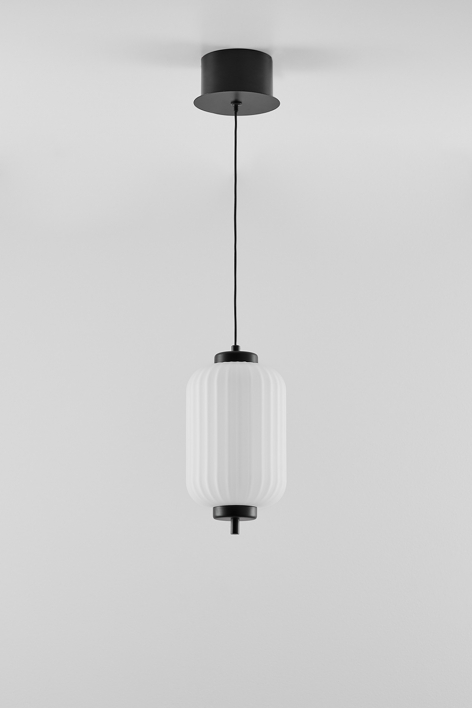 Lampa sufitowa wisząca LED z żelaza z 1 kulą szklaną Necsar - Czarna