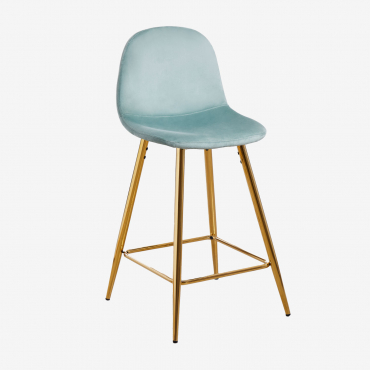 Wysoki Taboret Glamm Welurowy Verde Abeto & ↑65 Cm & Złoto - Sklum