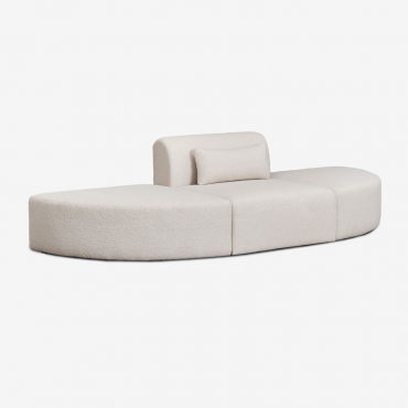 Modułowa Sofa Z 1 Elementem I 2 Trójkątnymi Pufami W Tkaninie Boucle Borjan Chenille Biały - Sklum