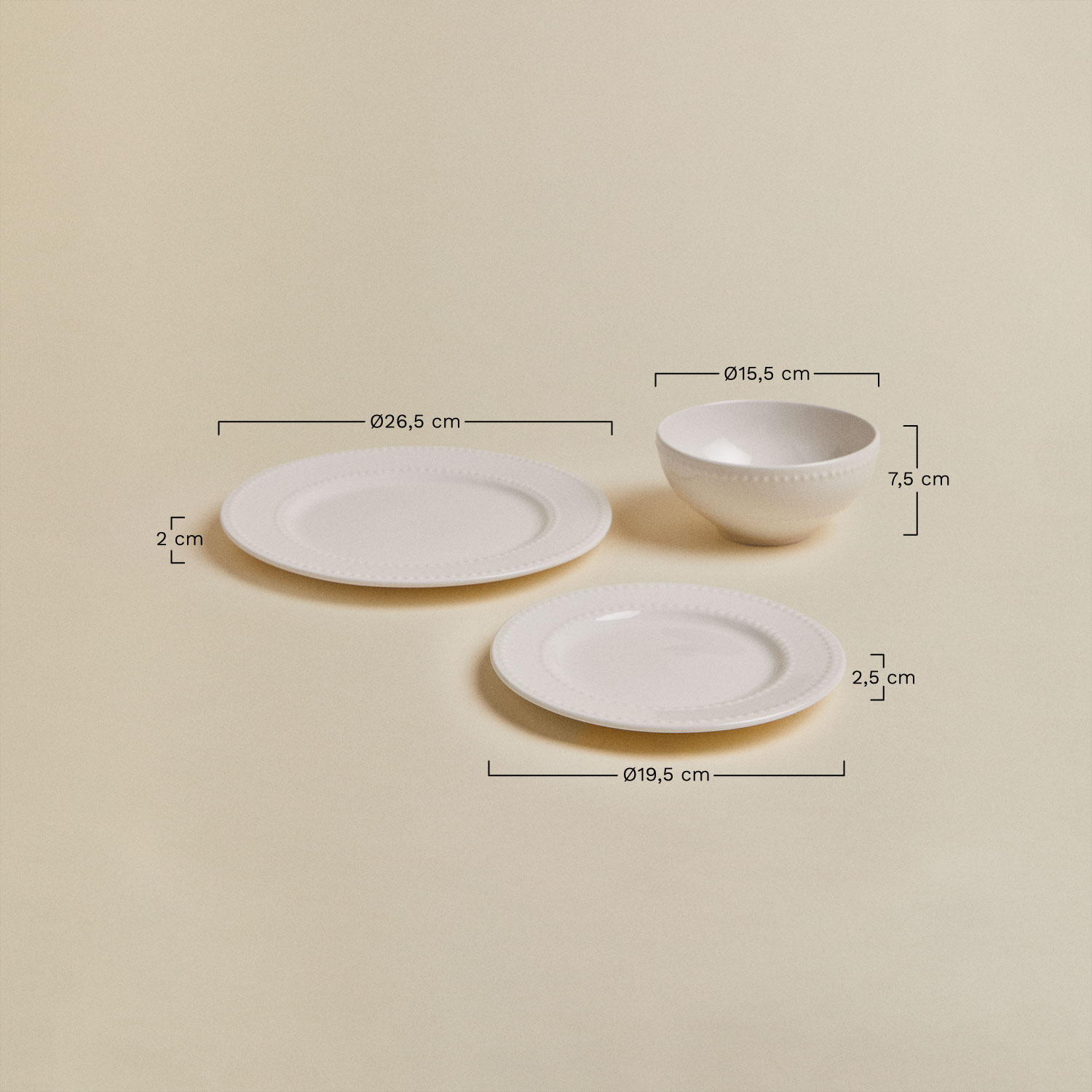 Zestaw naczyń z 12 elementów z porcelany new bone China Borela, rozmiary