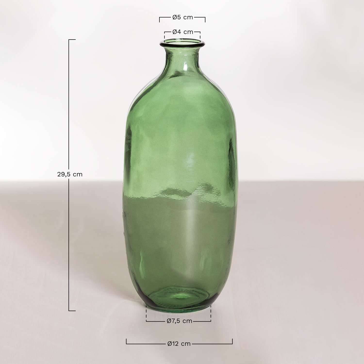 Butelka ze Szkla z Recyklingu Lumas, rozmiary