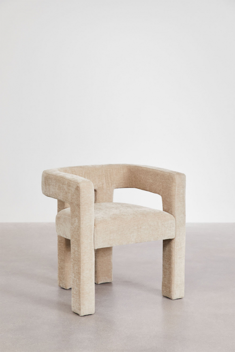 Zestaw 2 tapicerowanych foteli Liara - Chenille waniliowo-żółty