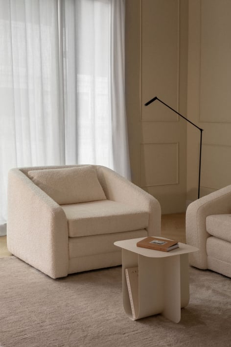 Fotel rozkładany z tkaniny boucle Dalila