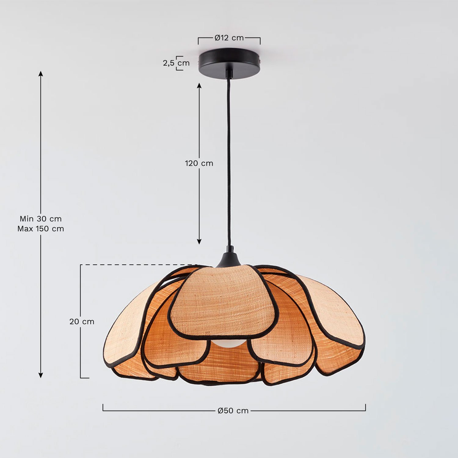 Lampa sufitowa wisząca Ø50 cm Vidson, rozmiary