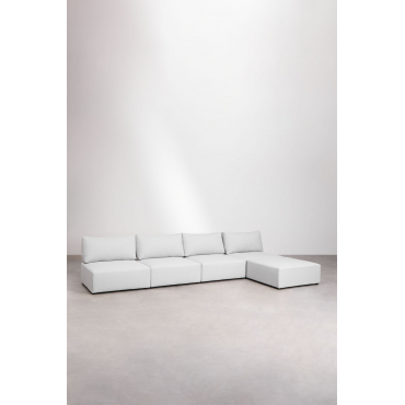 Sofa Modułowa 4-częściowa Z Pufą Kata Beżowy Krem - Sklum