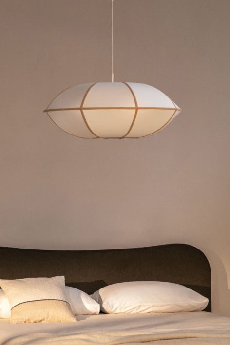 Lampa sufitowa wisząca z lnu Patraix - Biała
