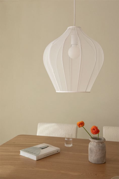 Lampa sufitowa wisząca z metalu i tkaniny Belisa - Biała