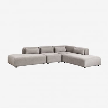 Fogler 4-częściowa Narożna Sofa Modułowa Z Podwójnym Szezlongiem Sztruksu Szary Kret - Sklum