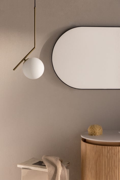 Łazienkowa lampa sufitowa Linorayle ze stali nierdzewnej ze szklaną kulą