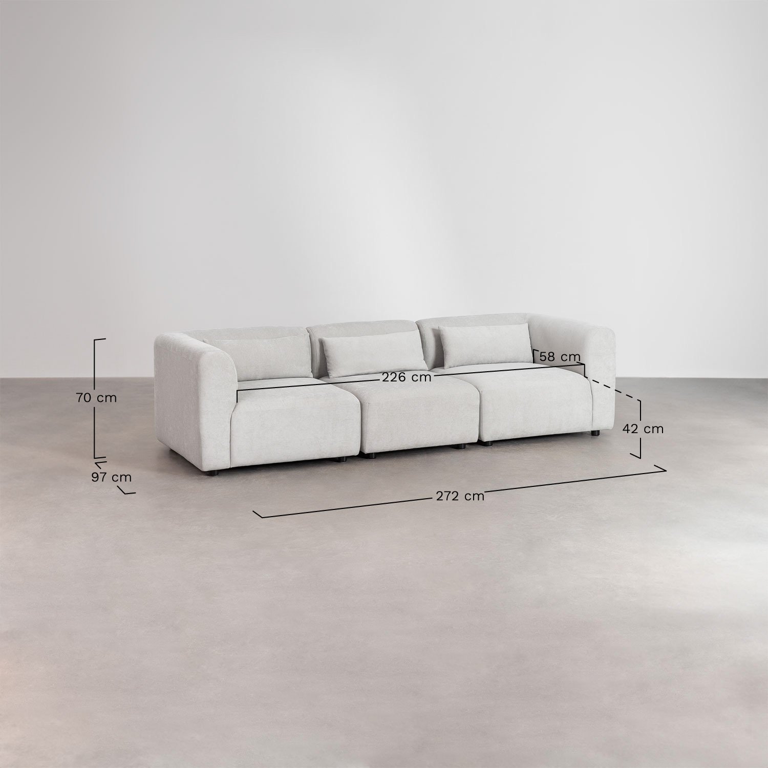 3-częściowa modułowa sofa Fogler   , rozmiary
