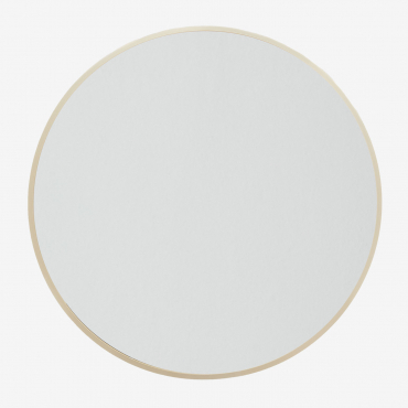 Aluminiowe Okrągłe Lustro Ścienne Oreste Ø60 Cm Złoto - Sklum