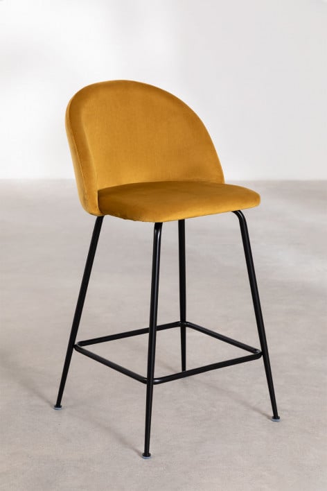 Zestaw 2 taboretów wysokich 65 cm z aksamitu musztardowy i czarnymi nogami Kana Design - Mostaza