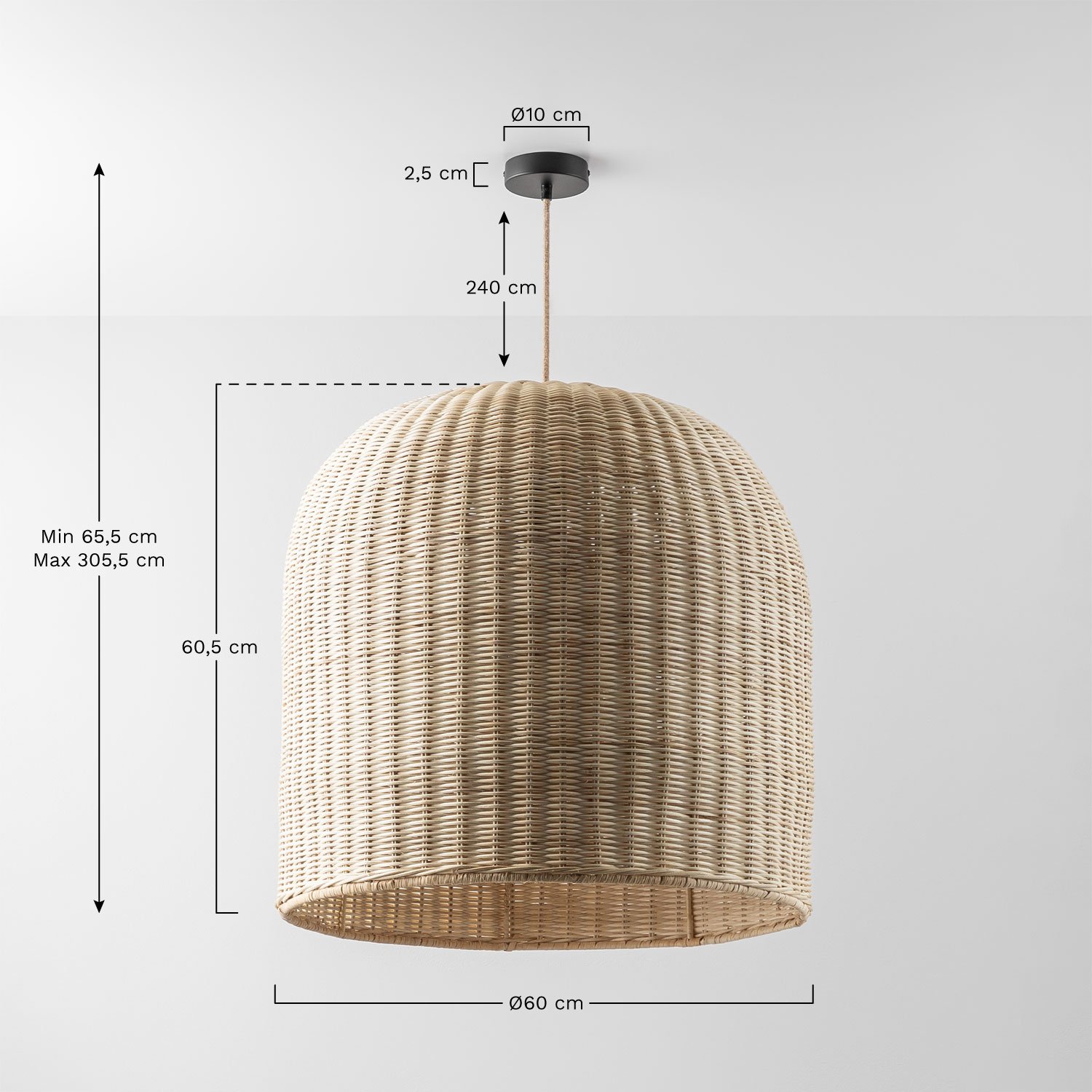 Lampa sufitowa Flandes, rozmiary