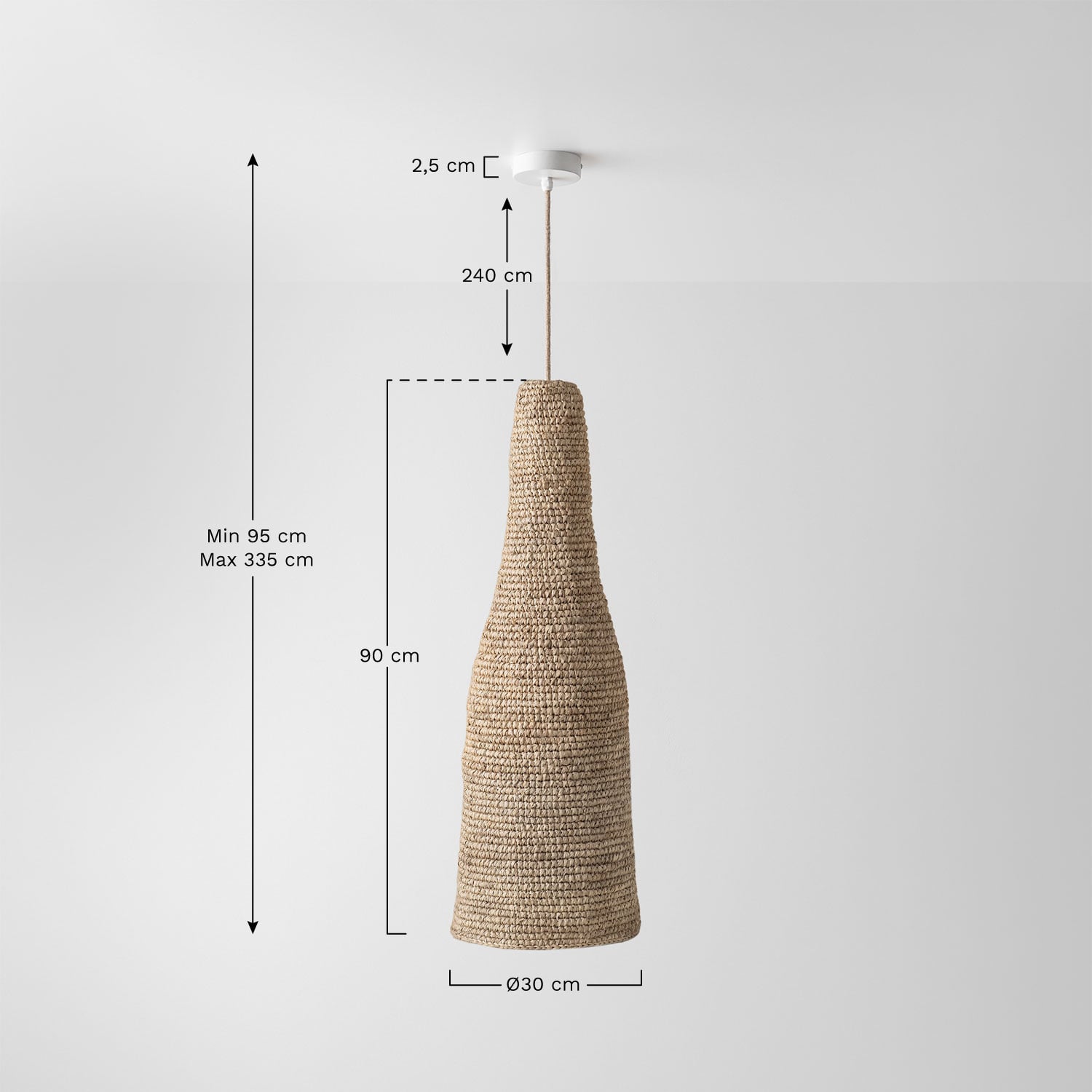 Lampa sufitowa wisząca Jessica, rozmiary