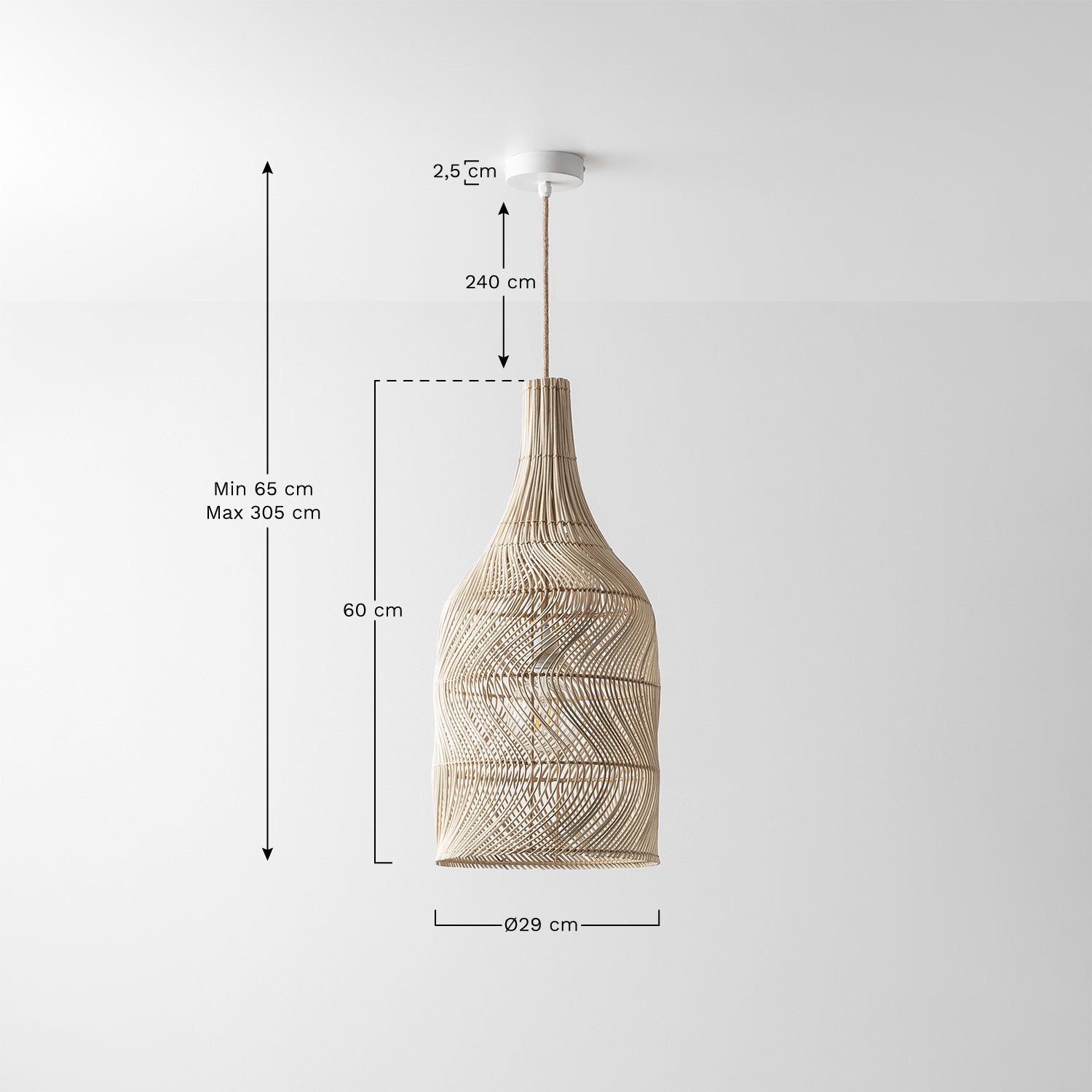 Lampa sufitowa Embid, rozmiary