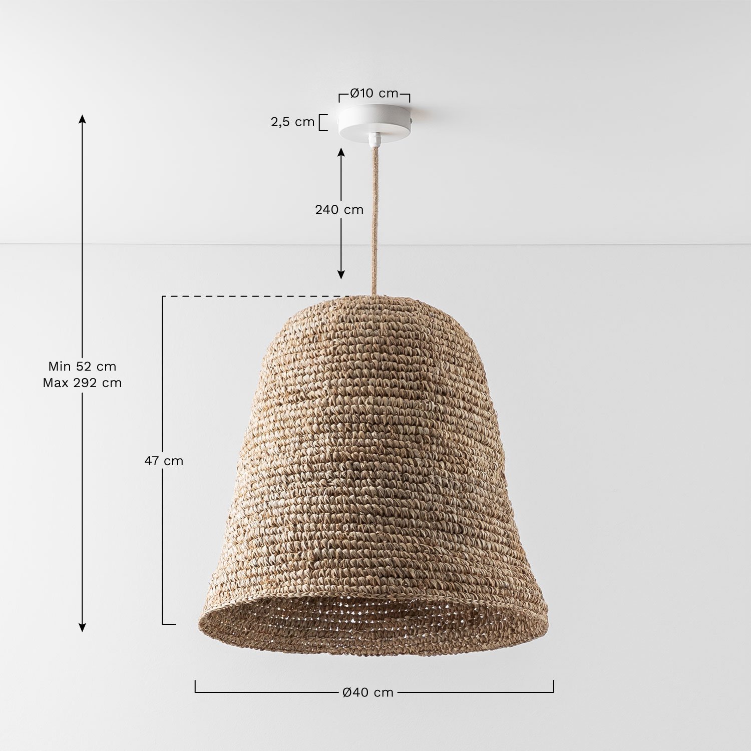 Lampa sufitowa Kayradens, rozmiary