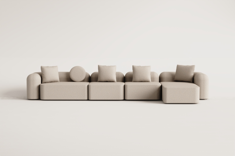 Modułowa sofa z szezlongiem prawym, 4-częściowa, z tkaniny Coco chenille