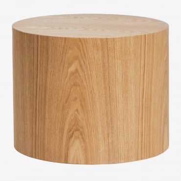 Okrągły Stolik Boczny Z Płyty Mdf I Okleiny Jesionowej (ø50 Cm) Lily Miel - Sklum