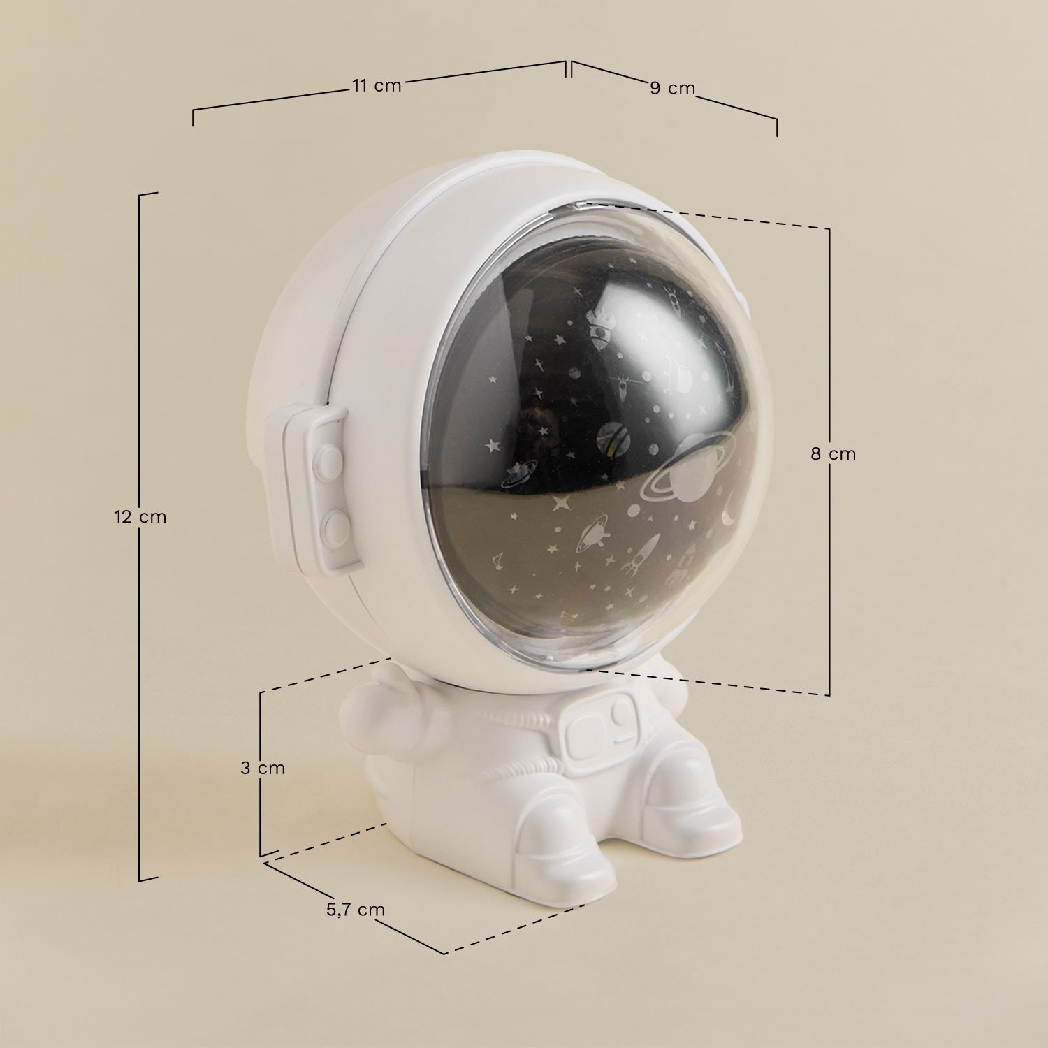 Lampa stołowa LED projektor Kemi Kids, rozmiary