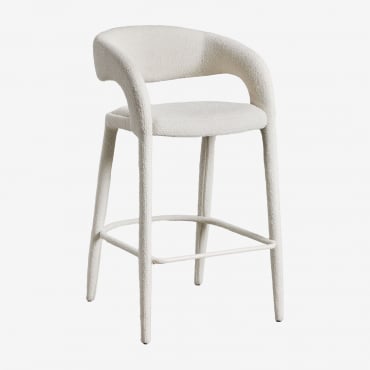 Zestaw 4 Wysokich Stołków 75 Cm Tapicerowanych Arazeina Bouclé White - Sklum