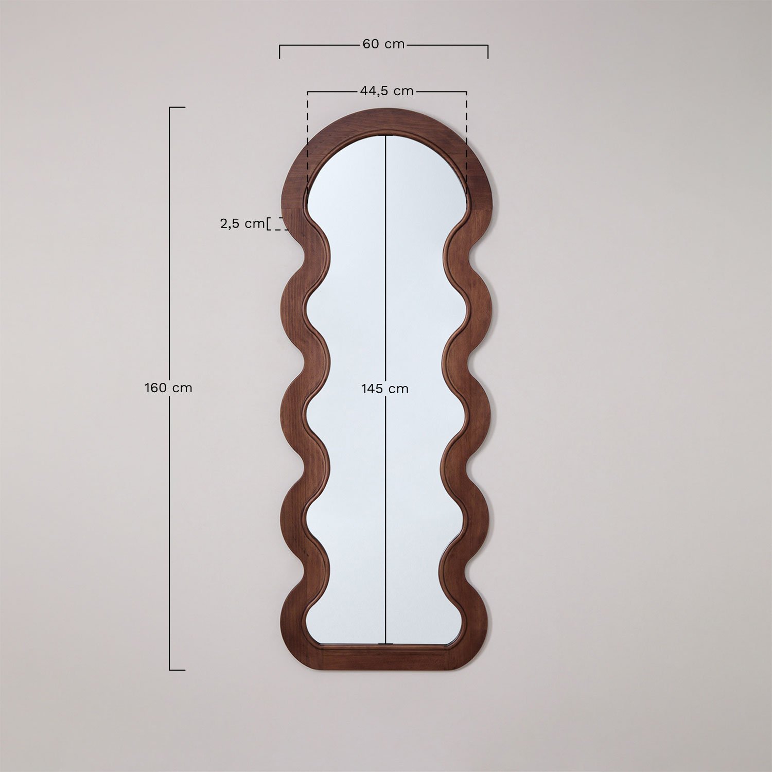 Lustro ścienne 60x160 cm z drewna sosnowego Landoi, rozmiary